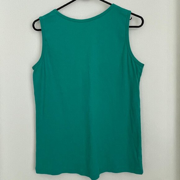 Cotton Sleeveless V-Neck Tank Top Denver Hayes Green Size L - Picture 2 of 4